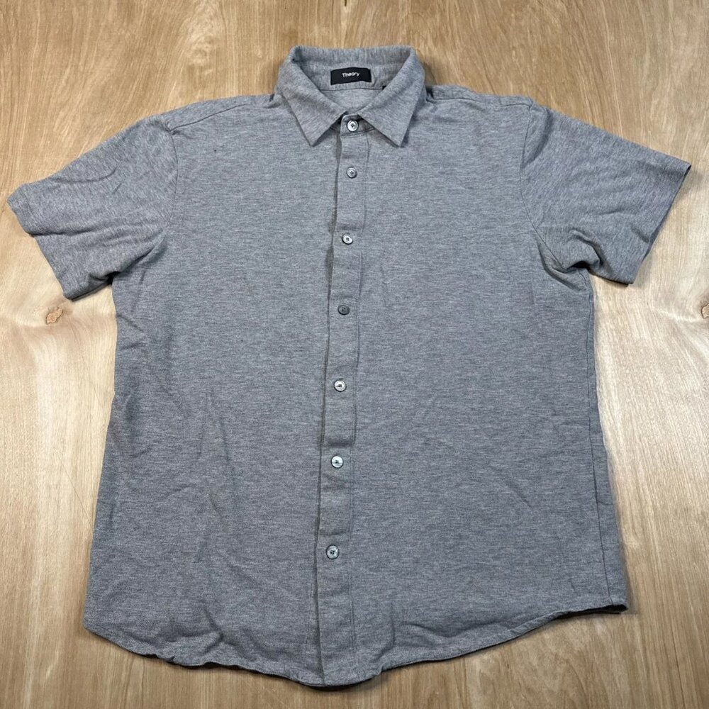 Theory Mens Light Gray Short Sleeve Polo Shirt Size Small